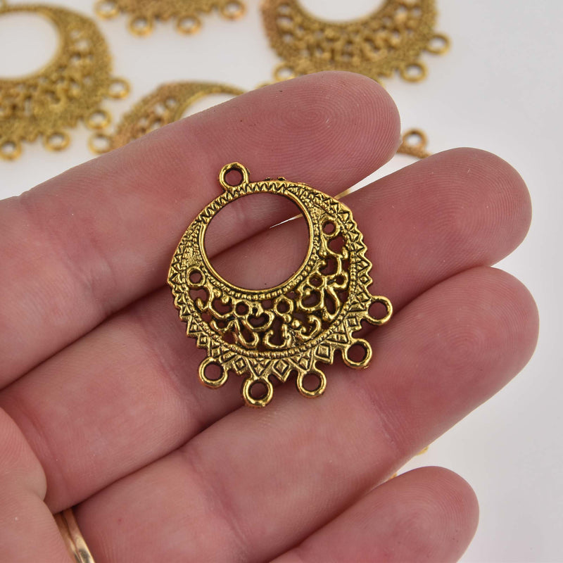 Gold Filigree Chandelier Charms, 33x26mm, chs8413