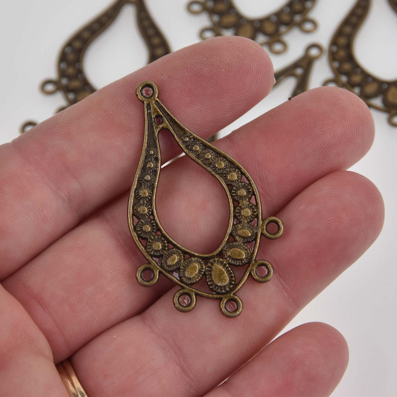 Bronze Teardrop Chandelier Charms, 47x29mm, chs8417