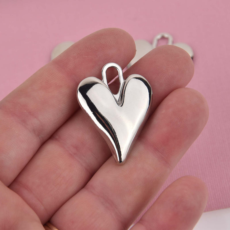 Silver Heart Charms 34x25mm chs8433