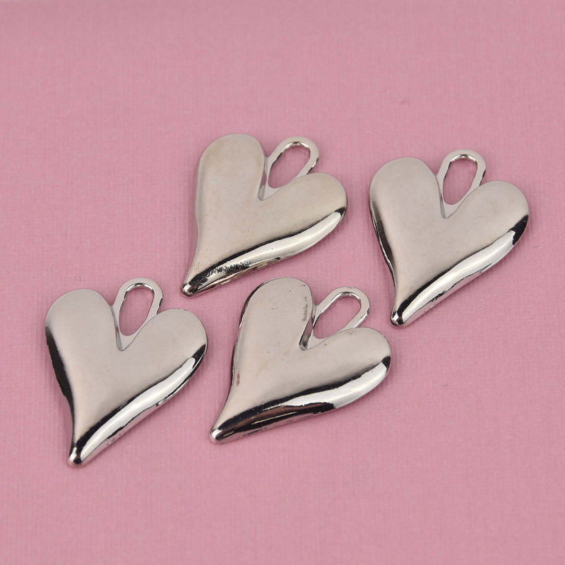 Silver Heart Charms 34x25mm chs8433