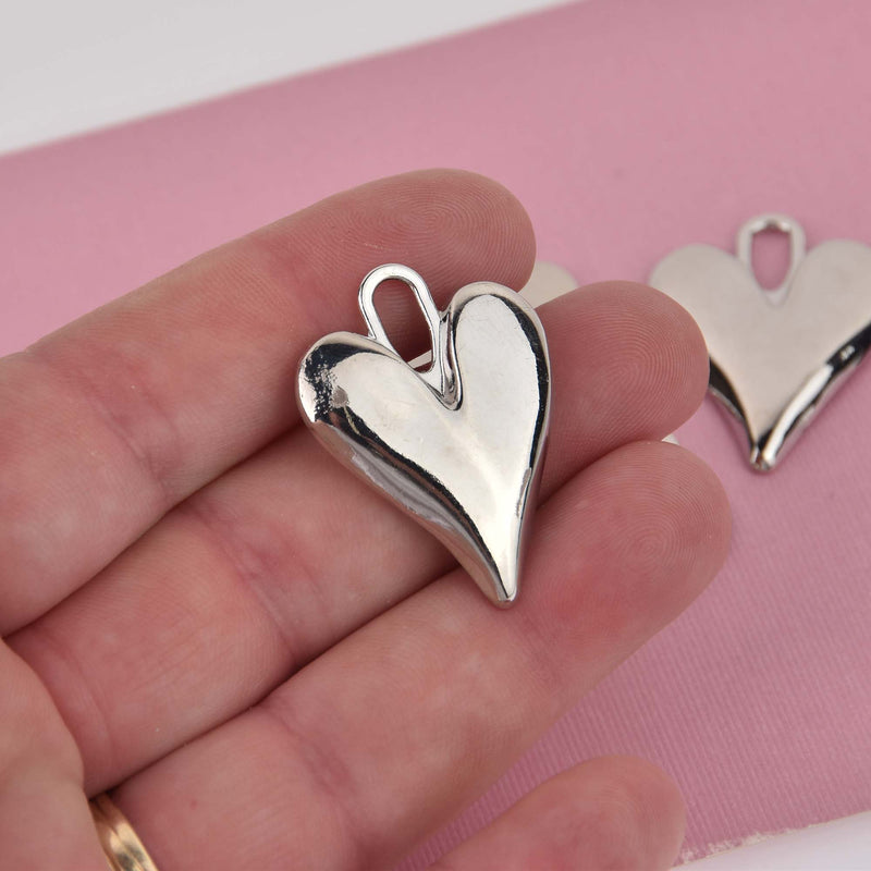 Silver Heart Charms 34x25mm chs8433