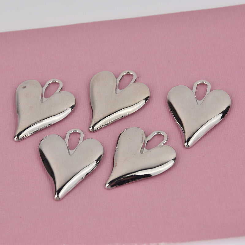 Silver Heart Charms 34x25mm chs8433