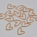 Light Gold Open Heart Charms 25x21mm chs8435