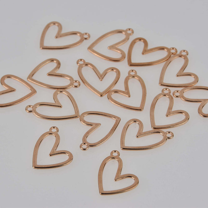 Light Gold Open Heart Charms 25x21mm chs8435