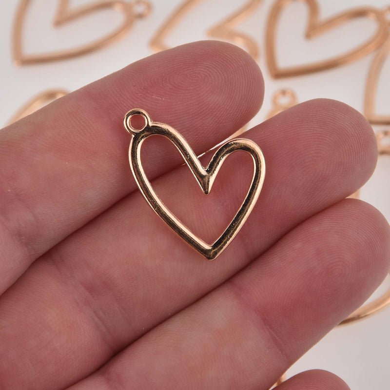 Light Gold Open Heart Charms 25x21mm chs8435