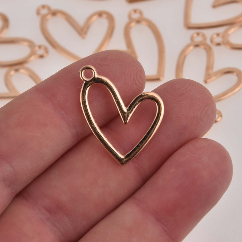 Light Gold Open Heart Charms 25x21mm chs8435