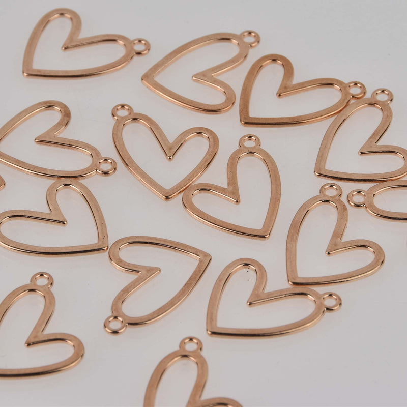 Light Gold Open Heart Charms 25x21mm chs8435