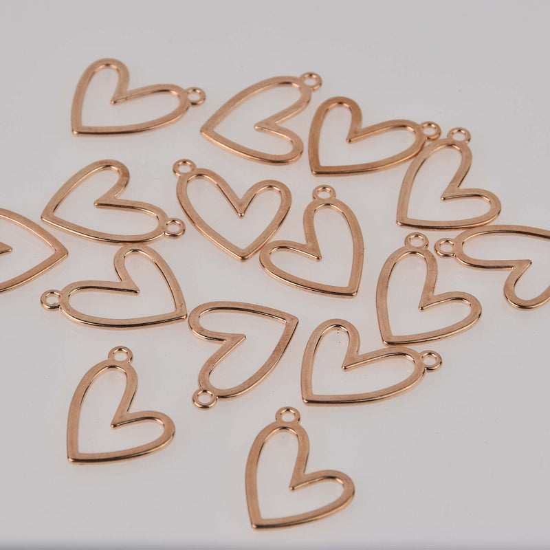 Light Gold Open Heart Charms 25x21mm chs8435