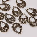 Bronze Filigree Teardrop Charms charms 34x24mm, chs8443