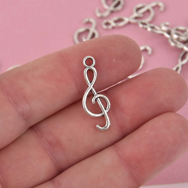 Silver Treble Clef Charms, music charms, band orchestra, chs8446