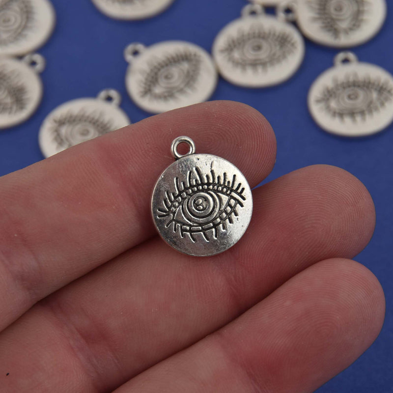 Silver Evil Eye Charms, 16mm, chs8451