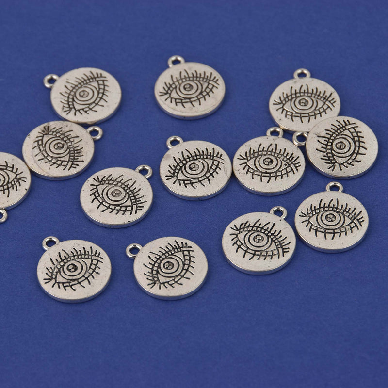 Silver Evil Eye Charms, 16mm, chs8451