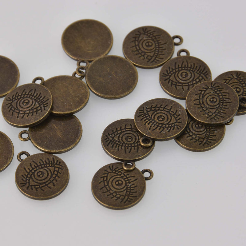 Bronze Evil Eye Charms, 16mm, chs8452