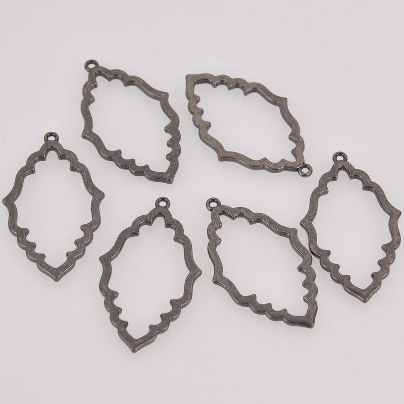 Gunmetal Victorian Marquis Charms, 1.75" long, chs8454