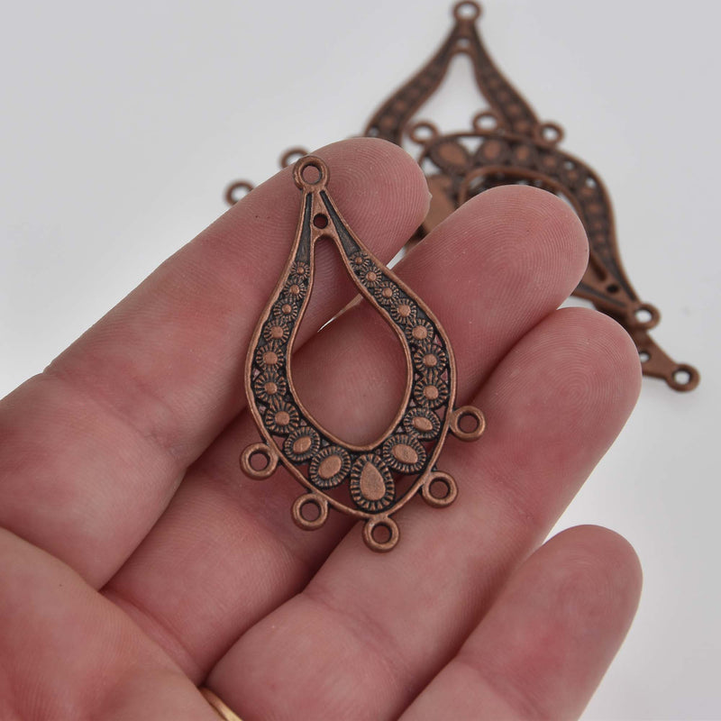 Copper Teardrop Chandelier Charms, 47x29mm, chs8455