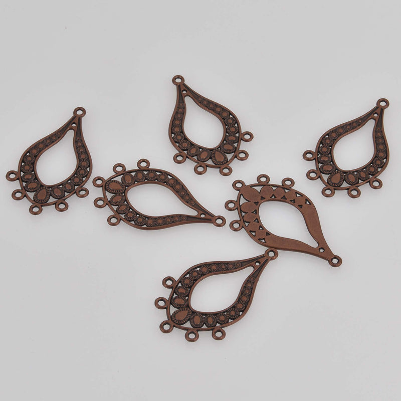 Copper Teardrop Chandelier Charms, 47x29mm, chs8455