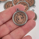 Religious Medal Charms, Copper and Gunmetal Relic Pendants, Patron Saint charms, 25mm, chs8457