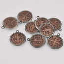 Religious Medal Charms, Copper and Gunmetal Relic Pendants, Patron Saint charms, 25mm, chs8457