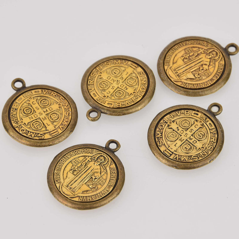 Religious Medal Charms, Bronze and Gold Relic Pendants, Patron Saint charms, 25mm, chs8458