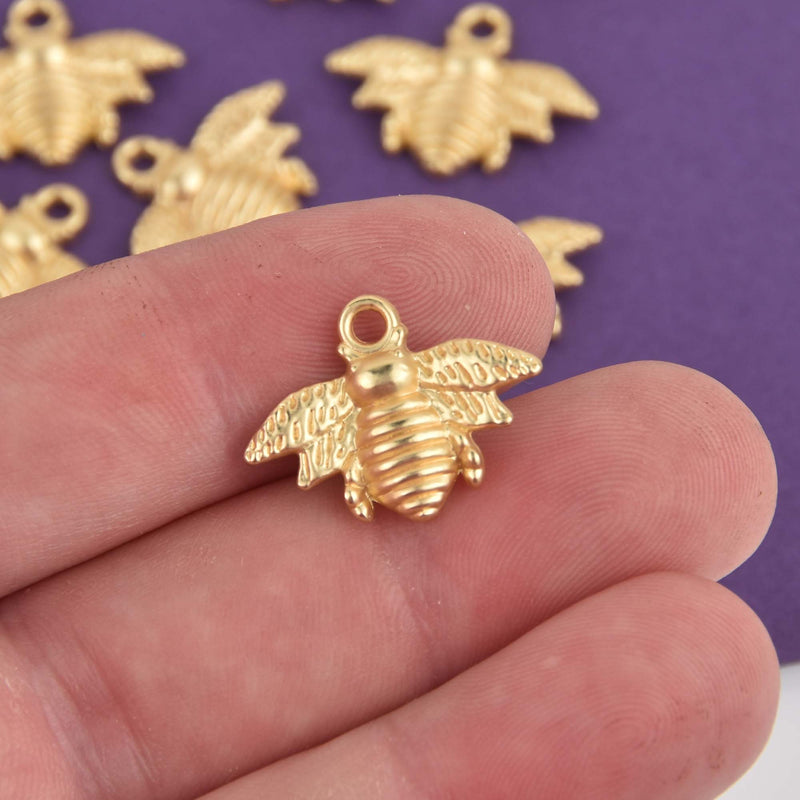 Matte Gold Bee Charms, 21x16mm, chs8463