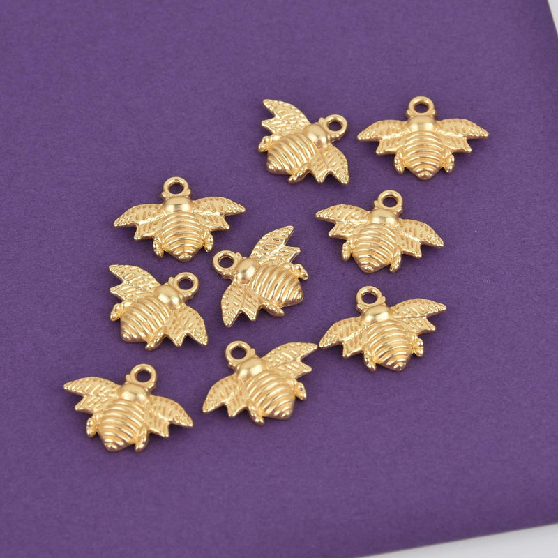 Matte Gold Bee Charms, 21x16mm, chs8463