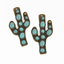 Bronze Cactus Charms with Faux Turquoise, 2" long, chs8466