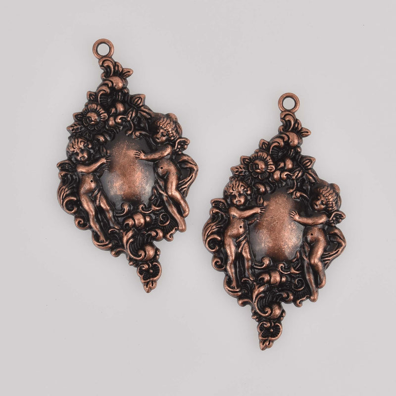 Copper Victorian Cherub Charms 2-5/8" long, chs8470