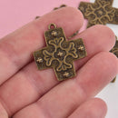 Bronze Orthodox Cross Charms, 32mm, chs8479