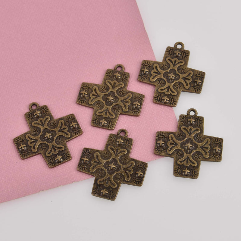 Bronze Orthodox Cross Charms, 32mm, chs8479