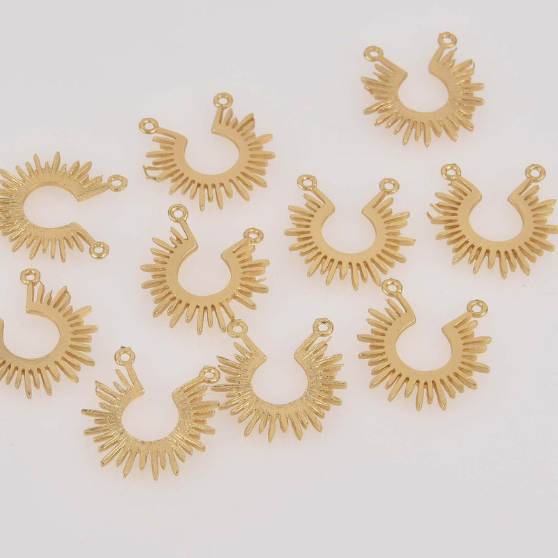 Matte Gold Sunburst Charm Connectors, 23mm, chs8485