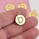 Letter D Crystal Alphabet Charm, Gold Plate, 15mm, chs8489