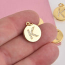 Letter K Crystal Alphabet Charm, Gold Plate, 15mm, chs8493