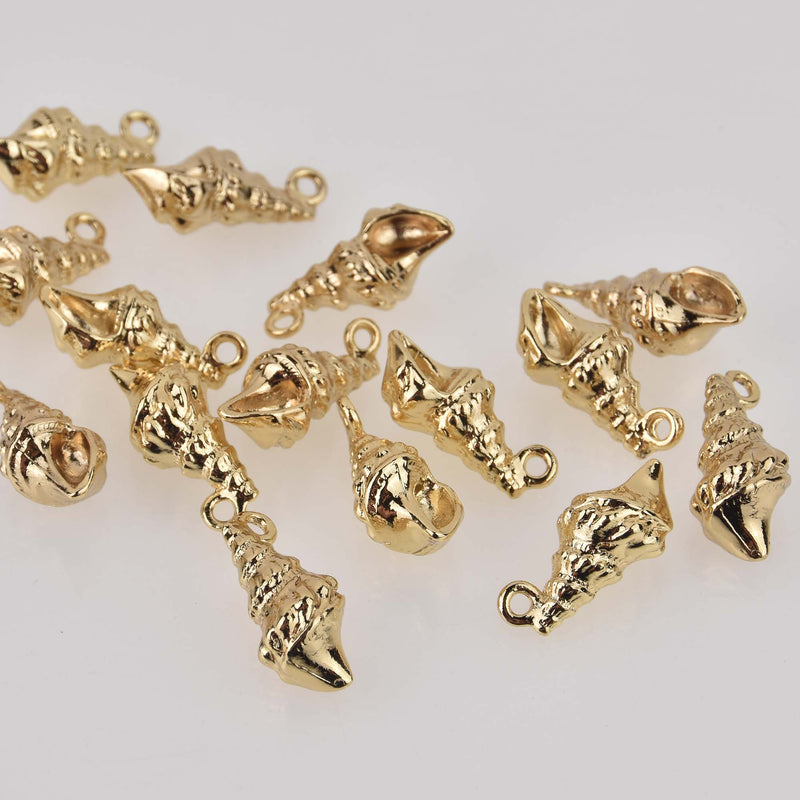 Gold Plate Shell Charms, metal, 25x8mm, chs8499