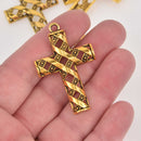 Gold Filigree Cross Charms, 48mm, chs8508