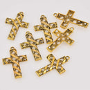 Gold Filigree Cross Charms, 48mm, chs8508