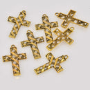 Gold Filigree Cross Charms, 48mm, chs8508