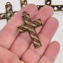 Bronze Filigree Cross Charms, 48mm, chs8509
