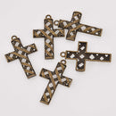 Bronze Filigree Cross Charms, 48mm, chs8509