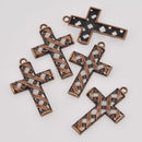 Copper Filigree Cross Charms, 48mm, chs8510