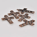 Copper Filigree Cross Charms, 48mm, chs8510