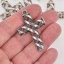 Silver Filigree Cross Charms, 48mm, chs8511