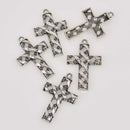 Silver Filigree Cross Charms, 48mm, chs8511