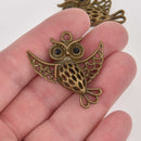 1 Bronze Owl Charm, Filigree 36x38mm, chs8515