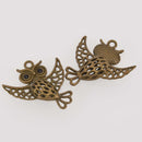 1 Bronze Owl Charm, Filigree 36x38mm, chs8515