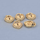2 Gold Heart Lock Charms, Micro Pave, 12mm, chs8520