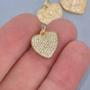 1 Gold Heart Charm, Micro Pave Gold Plated, 14mm, chs8521