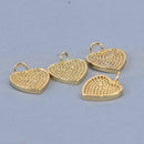 1 Gold Heart Charm, Micro Pave Gold Plated, 14mm, chs8521