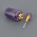 Amethyst Natural Crystal Essential Oil Bottle Pendant, Perfume Bottle, Gold Trim, chs8529