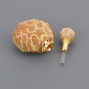 FOSSIL STONE Natural Crystal Essential Oil Bottle Pendant, Perfume Bottle, Gold Trim, chs8531