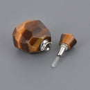 Tiger Eye Natural Crystal Essential Oil Bottle Pendant, Perfume Bottle, Silver Trim, chs8535